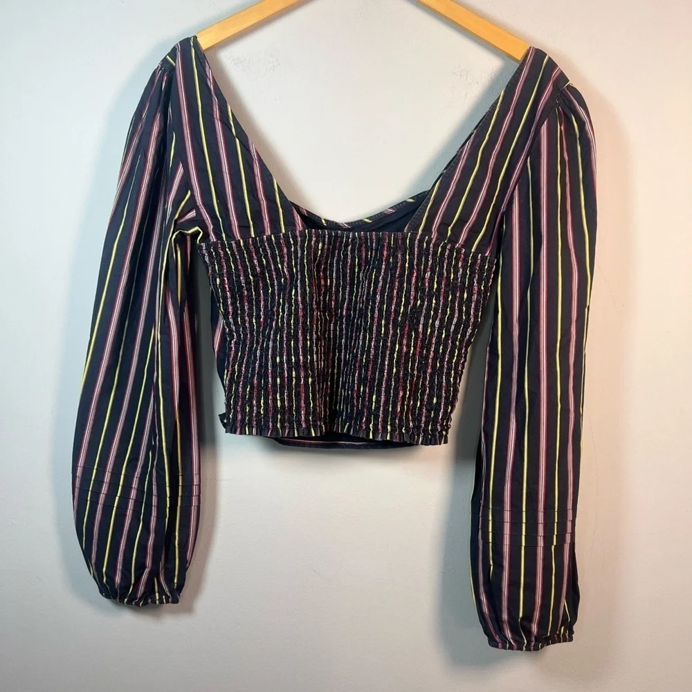 Free People Sunshine In Sicily Top Puff Sleeve Blouse Large
